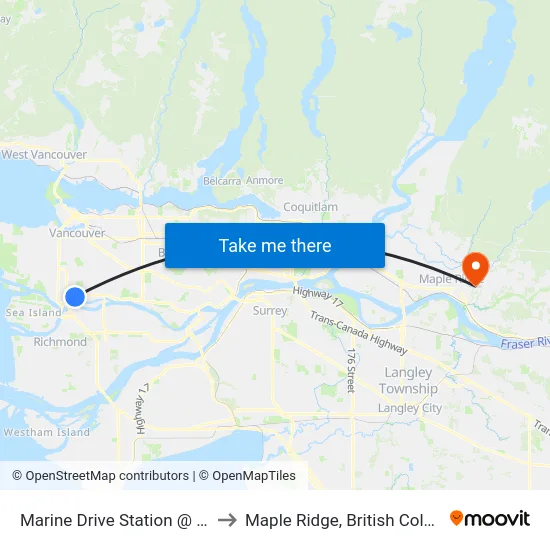 Marine Drive Station @ Bay 1 to Maple Ridge, British Columbia map