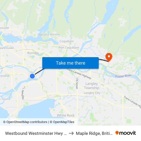 Westbound Westminster Hwy @ Hwy 91 Offramp to Maple Ridge, British Columbia map