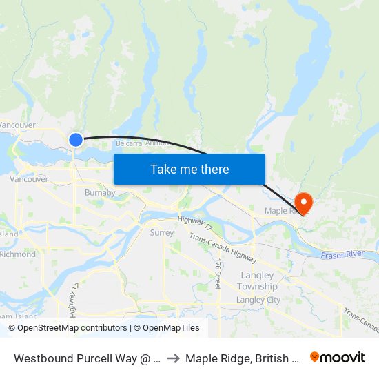 Westbound Purcell Way @ Skeena Rd to Maple Ridge, British Columbia map