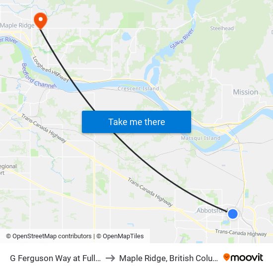 G Ferguson Way at Fuller St to Maple Ridge, British Columbia map