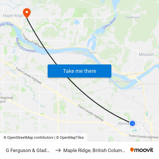 G Ferguson & Gladwin to Maple Ridge, British Columbia map