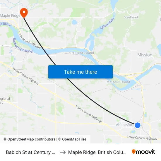 Babich St at Century Cres to Maple Ridge, British Columbia map