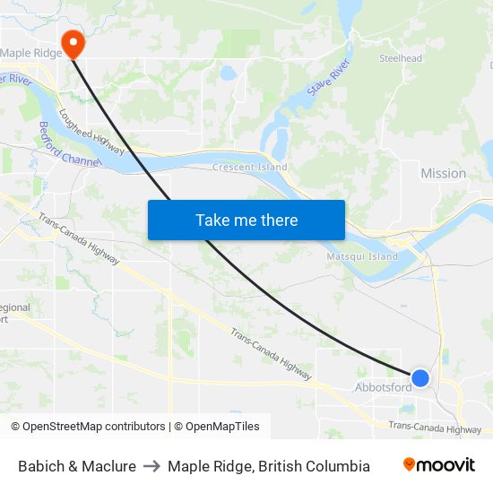 Babich & Maclure to Maple Ridge, British Columbia map