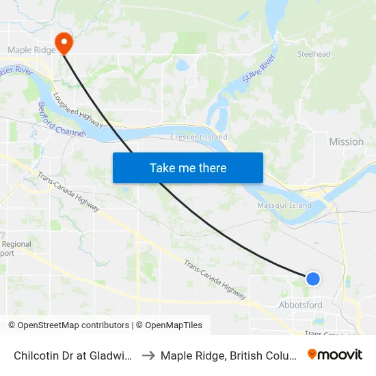 Chilcotin Dr at Gladwin Rd to Maple Ridge, British Columbia map