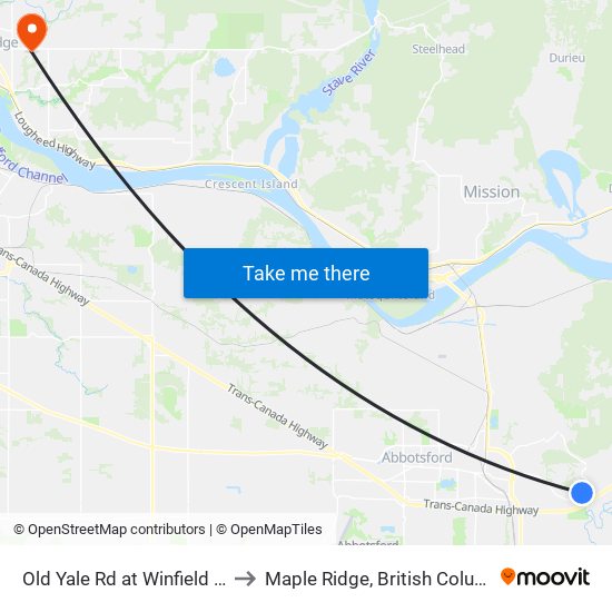 Old Yale Rd at Winfield Dr E to Maple Ridge, British Columbia map