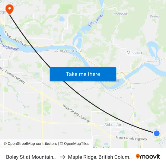 Boley St at Mountain Dr to Maple Ridge, British Columbia map