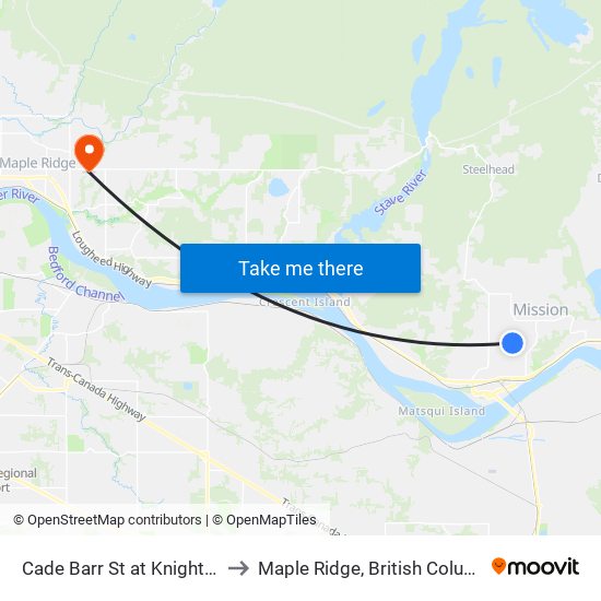 Cade Barr & Knight to Maple Ridge, British Columbia map