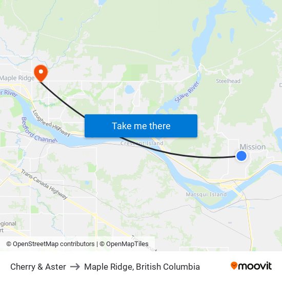 Cherry & Aster to Maple Ridge, British Columbia map