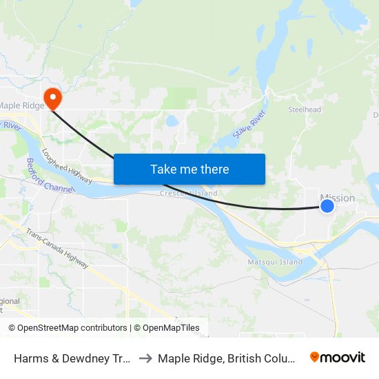 Harms & Dewdney Trunk to Maple Ridge, British Columbia map