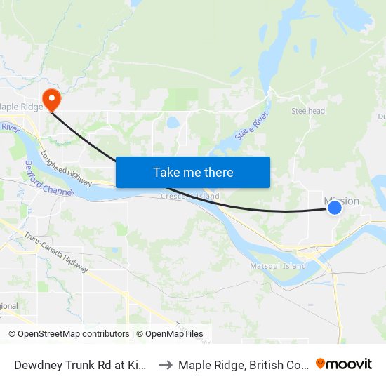 Dewdney Trunk & Kimball to Maple Ridge, British Columbia map