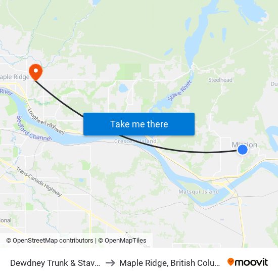 Dewdney Trunk & Stave Lk to Maple Ridge, British Columbia map