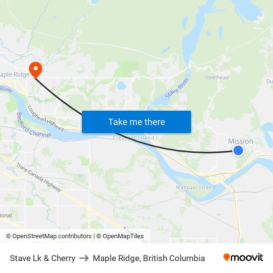 Stave Lk & Cherry to Maple Ridge, British Columbia map