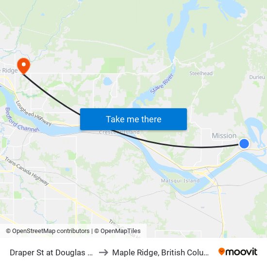 Draper & Douglas to Maple Ridge, British Columbia map