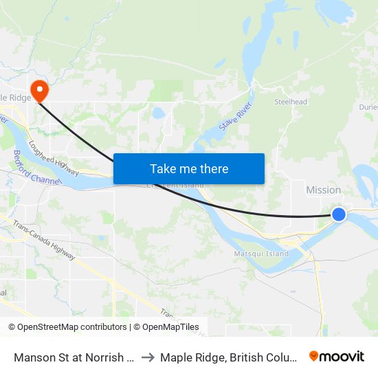 Manson & Norrish to Maple Ridge, British Columbia map