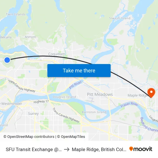 SFU Transit Exchange @ Bay 4 to Maple Ridge, British Columbia map