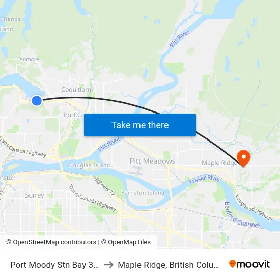 Port Moody Stn Bay 3,4,5 to Maple Ridge, British Columbia map