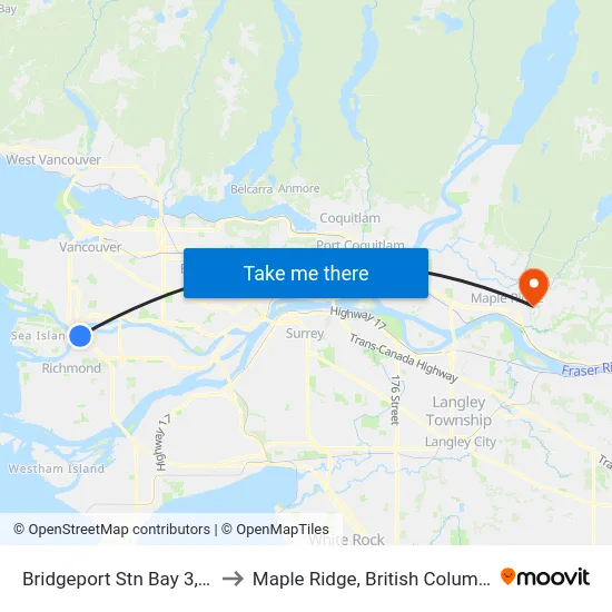 Bridgeport Stn Bay 3,4,5 to Maple Ridge, British Columbia map