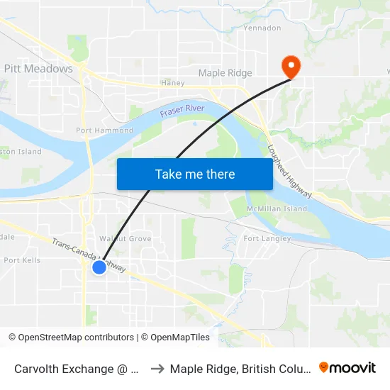 Carvolth Exchange @ Bay 9 to Maple Ridge, British Columbia map
