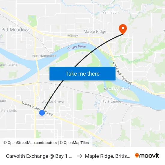 Carvolth Exchange @ Bay 1 Unloading Only to Maple Ridge, British Columbia map