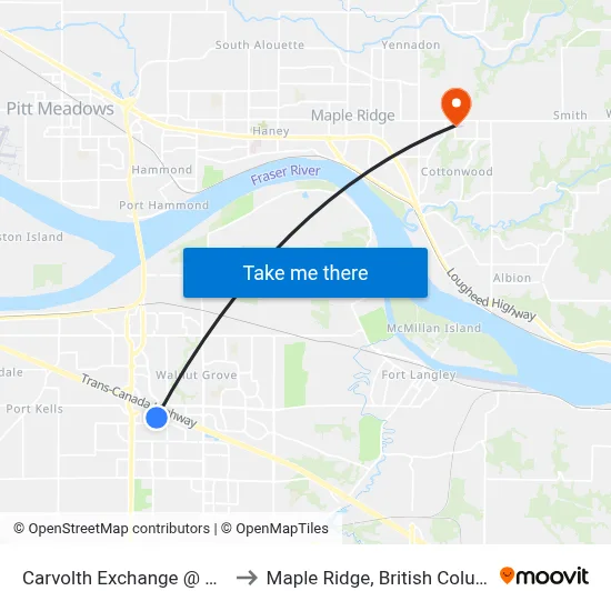 Carvolth Exchange @ Bay 3 to Maple Ridge, British Columbia map