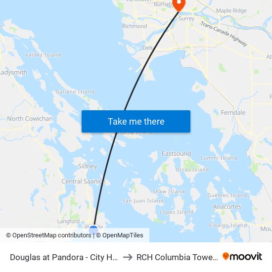 Douglas at Pandora - City Hall to RCH Columbia Towers map