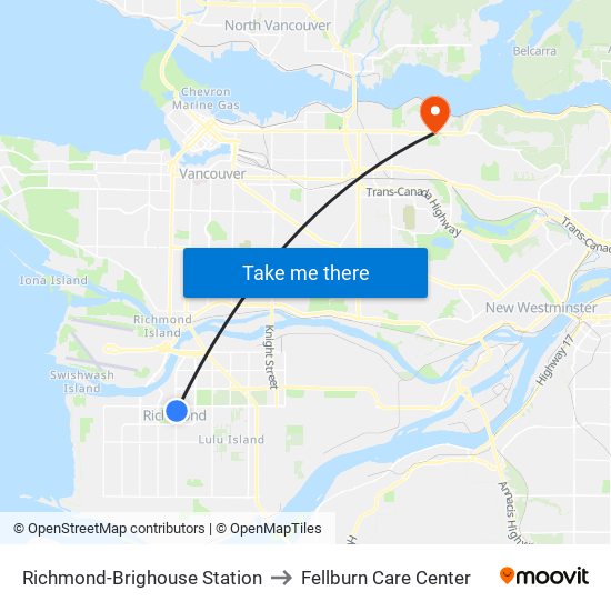 Richmond-Brighouse Station to Fellburn Care Center map