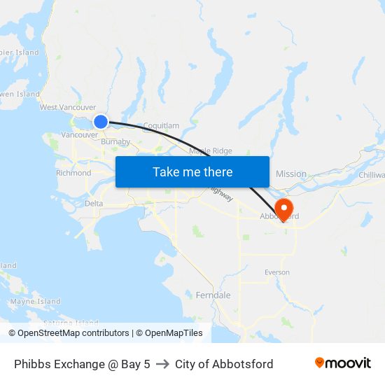 Phibbs Exchange @ Bay 5 to City of Abbotsford map