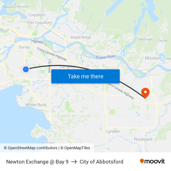 Newton Exchange @ Bay 9 to City of Abbotsford map