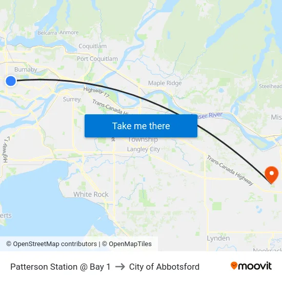 Patterson Station @ Bay 1 to City of Abbotsford map