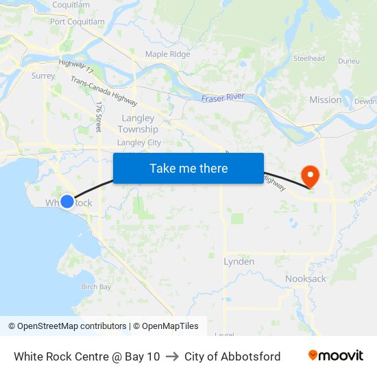 White Rock Centre @ Bay 10 to City of Abbotsford map