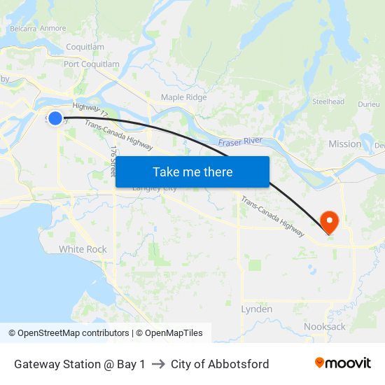 Gateway Station @ Bay 1 to City of Abbotsford map