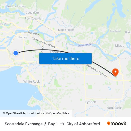 Scottsdale Exchange @ Bay 1 to City of Abbotsford map