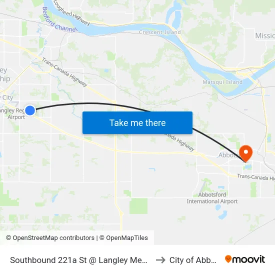 Southbound 221a St @ Langley Memorial Hospital to City of Abbotsford map