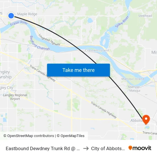 Eastbound Dewdney Trunk Rd @ 210 St to City of Abbotsford map