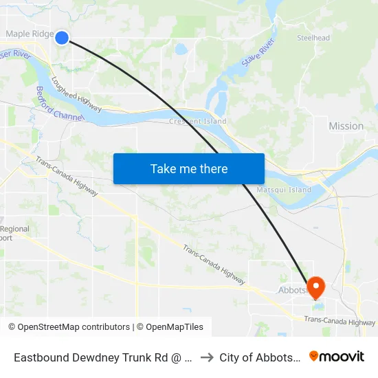 Eastbound Dewdney Trunk Rd @ 236 St to City of Abbotsford map