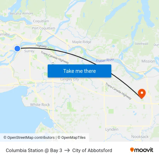 Columbia Station @ Bay 3 to City of Abbotsford map