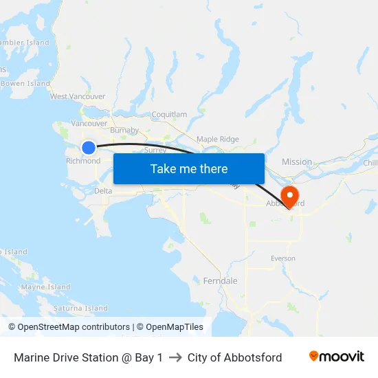 Marine Drive Station @ Bay 1 to City of Abbotsford map