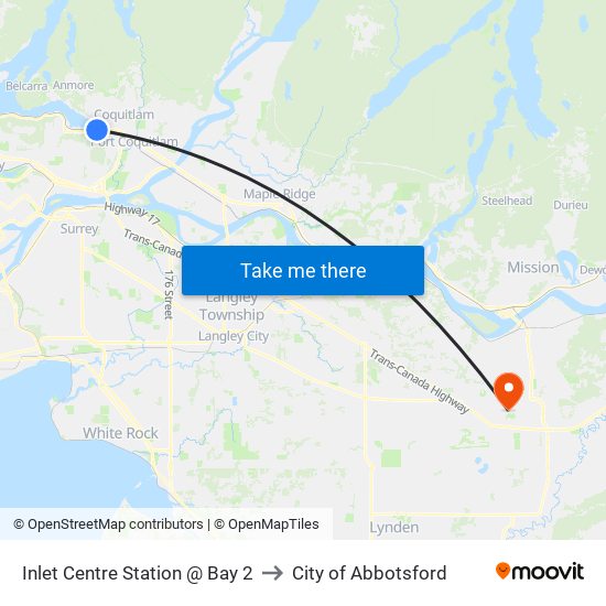 Inlet Centre Station @ Bay 2 to City of Abbotsford map