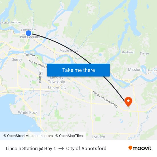 Lincoln Station @ Bay 1 to City of Abbotsford map