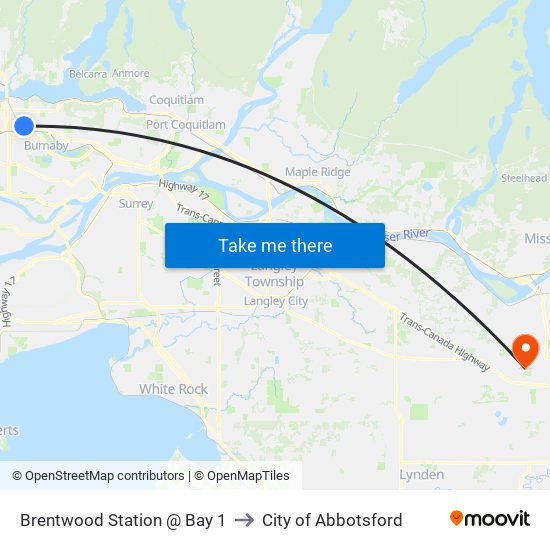 Brentwood Station @ Bay 1 to City of Abbotsford map