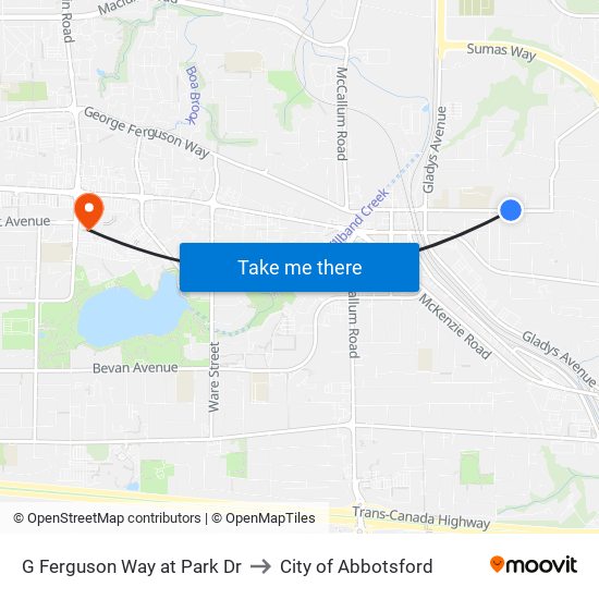 G Ferguson Way at Park Dr to City of Abbotsford map