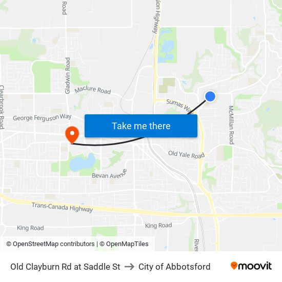 Old Clayburn Rd at Saddle St to City of Abbotsford map