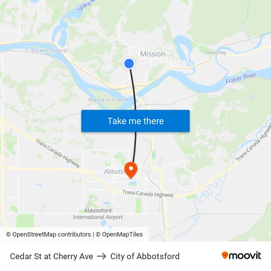 Cedar & Cherry to City of Abbotsford map