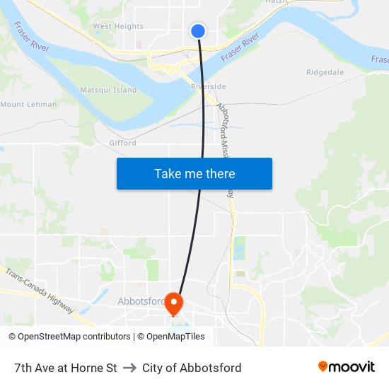 7 Av & Horne to City of Abbotsford map