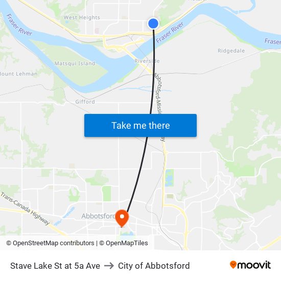 Stave Lk & 5a Av to City of Abbotsford map