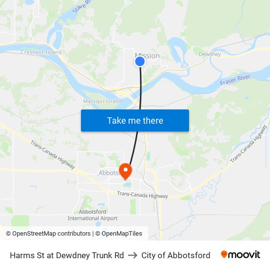 Harms St at Dewdney Trunk Rd to City of Abbotsford map