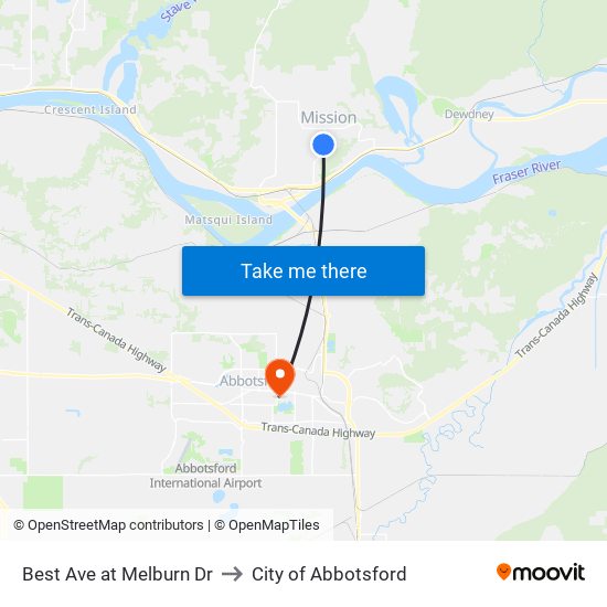 Best & Melburn to City of Abbotsford map