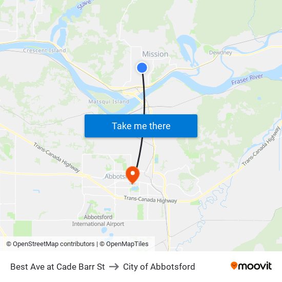 Best Ave at Cade Barr St to City of Abbotsford map