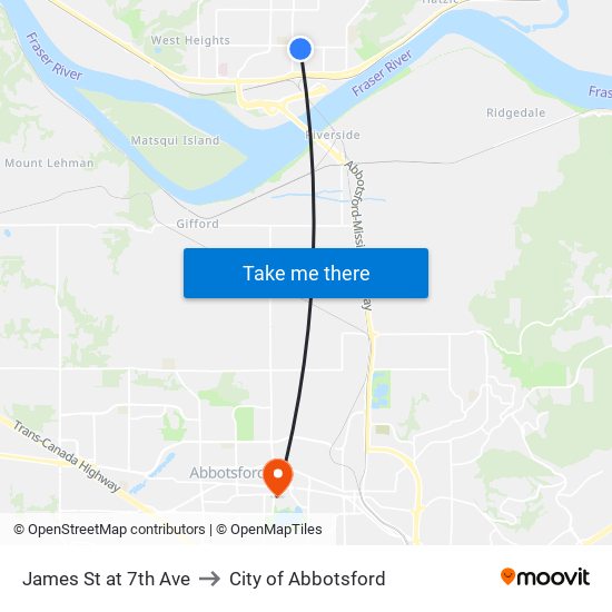 James & 7 Av to City of Abbotsford map