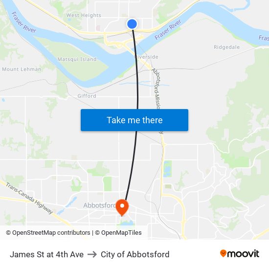 James & 4 Av to City of Abbotsford map